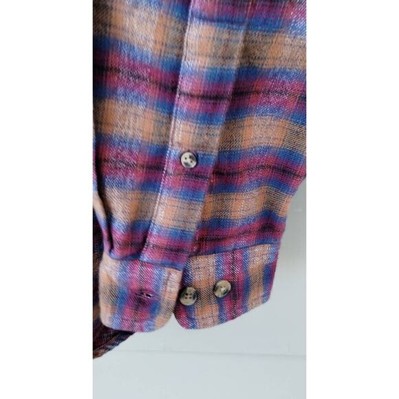 Vtg. ORVIS Men's Flannel Plaid 100% Cotton Shirt Size XXL Tan/Red/Blue - Picture 7 of 12